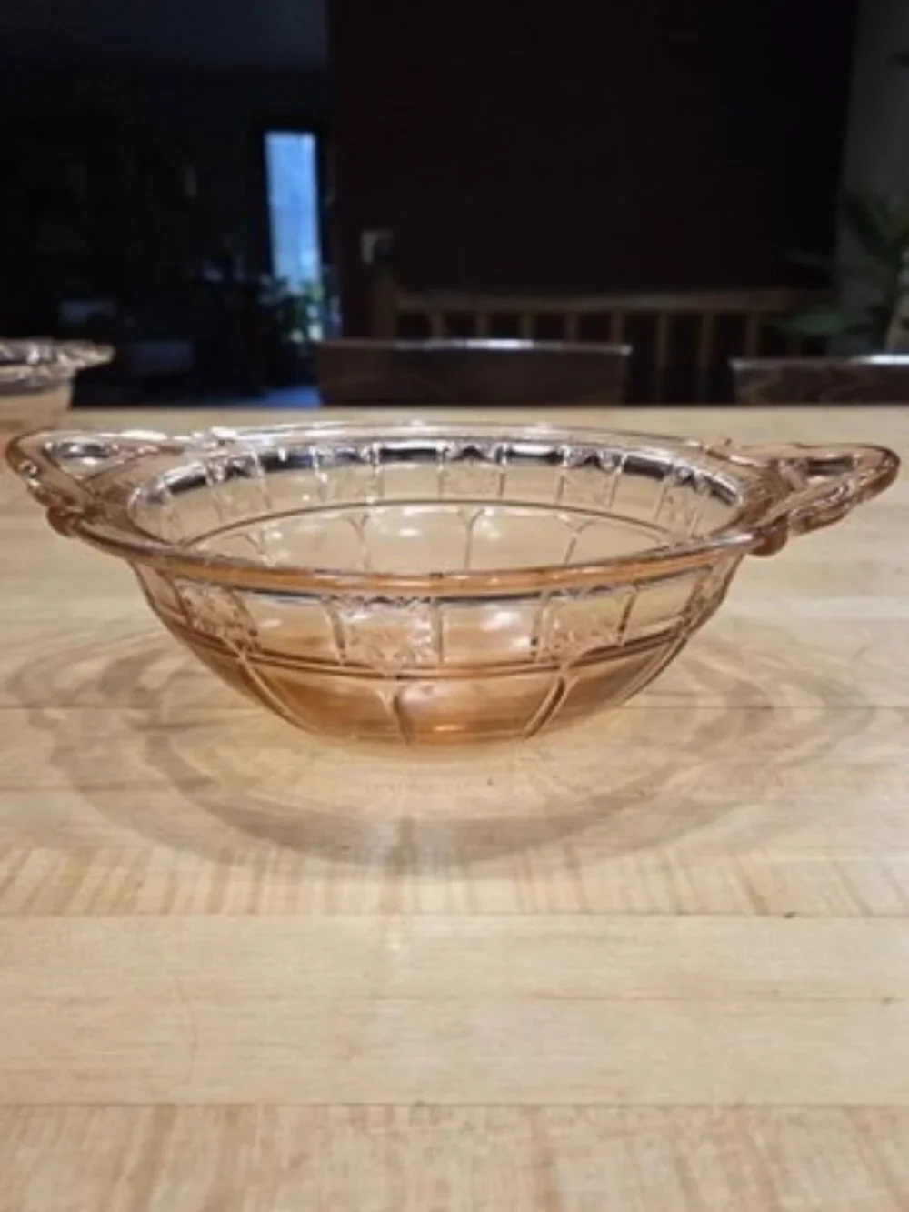 Vintage Jeannette Doric Pink Depression Glass 2 Handle Serving Bowl 10 inch